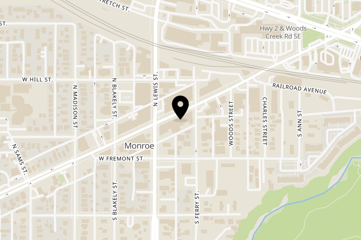 Map showing the location of Kadhai Indian Cuisine on 116 E Main St in Monroe